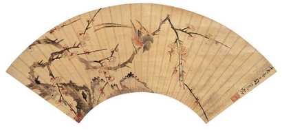 周之冕 1592年作 花鸟 扇面
